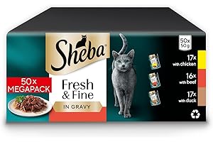 SHEBA Fresh & Fine Cat Pouches Meaty Pieces in Gravy 50x50g