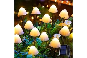 Dekofun Solar Garden Lights 20 LED Mushroom Solar Lights, Outdoor Waterproof Garden Ornament Mushroom Light for Pathway Landscape Patio Yard Lawn Backyard Wedding Party (Warm White)