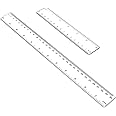 KASTWAVE Plastic Ruler KASTWAVE 2 Pack Plastic Ruler Straight Ruler Clear See Through Measuring Acrylic Tool for Student School Office Stationery with Centimeters and Inches (6 Inch+12 Inch)