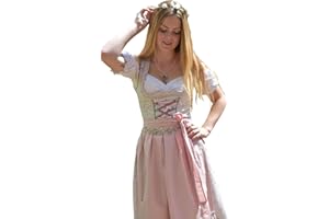 Golden Trachten-Kleid Dirndl Damen 3 TLG., Midi für Oktoberfest, mit Schürze und Bluse, 502GT