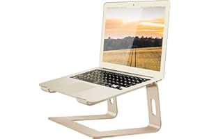 Orionstar Support Ordinateur Portable, Support PC Portable Bureau Ergonomique, Support Macbook Pro Air, Rehausseur Ordinateur Portable Ventilé pour Dell Apple Laptops Tablettes 10"-15,6" (Doré)