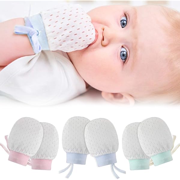 NOCHME Fäustlinge Baby Neugeboren Junge Mädchen 0-3-6-10 Monate,3 Paar Superweiche Verstellbar Baby Anti Kratz Handschuhe, Baby Anti Kratzhandschuhe Kleinkind Schutz Fäustlinge Antikratzhandschuhe Fashion