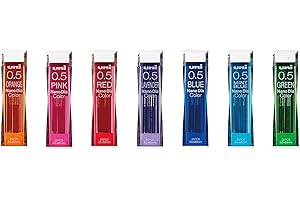 UNI-BALL Uni NanoDia Color Mechanical Pencil Leads 0.5mm 7 Color Set, 7 Pack/total 140 Leads with Ecology Sticky Notes