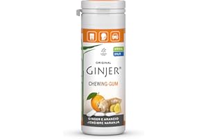 Lemon Pharma GINJER® Chicles de Jengibre-Naranja, 30 g – goma de mascar vegana sin azúcar, con jengibre natural y sabor refrescante a naranja, endulzada con xilitol y stevia
