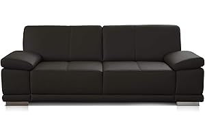 CAVADORE 2,5-Sitzer Sofa Corianne / Kleine Echtleder-Couch im modernen Design /Mit Armteilverstellung / 192 x 80 x 99 / Echtleder dunkelbraun