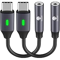 USB C till 3,5 mm dongeladapter (2-pack), Stouchi USB C hörlursadapter typ C till 3,5 mm Hi-Fi DAC-chip kompatibel med Pad Ai