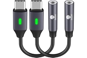 Stouchi Adapter do słuchawek USB C, adapter wtyczki USB C na audio, adapter USB typu C na 3,5 mm, układ DAC Hi-FI z niebieską kontrolką Del do pikseli 5/2,3XL, Pad Pro 2020, One Plus 6T