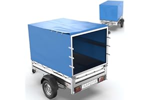 Tarpofix® Telo impermeabile alto 258x135x120 cm incl. corda per teloni - Telone occhiellato impermeabile in robusto materiale in PVC - Telone pvc per vari modelli di rimorchio per auto da 750 & 1000kg