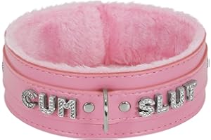 paloli Pink Choker Necklace for Women Leather Choker Necklace Fluffy Punk Leash Choker Necklace Gothic Cosplay Sexy Jewellery