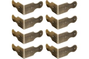 Tiazza 8Pcs Pure Brass Box Corner Protector Corner Braces Hardware Desk Edge Right Angle Guards Wood Jewelry Box Photo Frame Accessories (Antique Bronze)