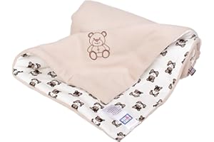 Kaarsgaren Kinderwagendecke für Winter, Größe 70 x 100 cm, doppelseitig Kuscheldecke, Babydecke, Erstlingsdecke, Krippe Decke (Moka/Bär)