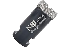NBB Scie cloche diamant brasé sous vide avec M14, pour le forage à sec ou humide de manière professionnelle sur porcelaine dure, céramique, carrelage, granit, pour meuleuse d'angle (Dia.28mm)