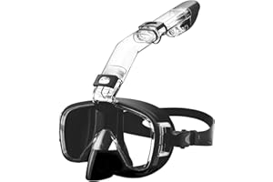 Opurtdor Set de Snorkel Seco con Gafas de Buceo de Cristal Templado 180° Panorámico - Equipo de Snorkel de Respiración Libre para Natación - Para Hombres, Adolescentes y Mujeres