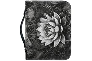 Kuiaobaty Zeichnung Lotus Print Buch Cover Fall für Frauen, tragbare Kunstleder Buchhalter Organizer mit Griff Reißverschluss Notebook Fall
