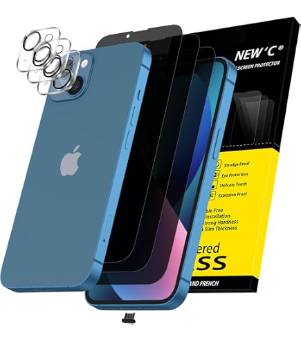 Didisky 2 Pellicole Privacy In Vetro Temperato Per IPhone 13/13 Pro/14 6,1 Pollici - Con Cornice Installazione, Anti-Spy, 9H
