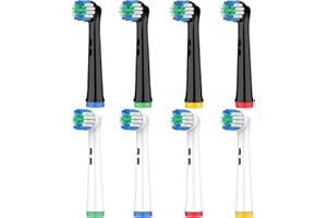 Rebeool Testine compatibile con Braun Oral B Vitality Pro, Smart 4 4500, Pro 3 3500, Vitality 100, Genius X, Ricambi Testine per OralB Spazzolino Elettrico, 4 Nero+4 Bianco