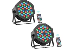 Rtktoup 2PCS 36 Lucis Par LED, Luci da Palcoscenico RGB, Luci da Discoteca-dmx con Telecomando, Faretti ad Effetto con Controllo Attivato dal Suono, per Bar Matrimoni Feste Compleanno Halloween Natale