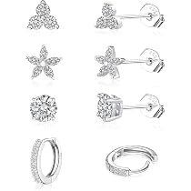 YADOCA Set Orecchini A Cerchio Argento 925 Con Ciondoli Intercambiabili – Leggeri E Ipoallergenici Per Donna