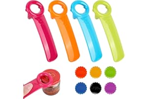 DMJJSD Lot de 4 ouvre-bocaux, ouvre-bocaux, ouvre-bocaux, manuel, avec 6 bouchons en silicone, pour personnes âgées, enfants, femmes, mains faibles