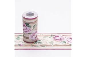 DOSTEAR Friso Para Pared Cenefas Adhesivas BañO Cocina de Papel Para Paredes 3d Infantiles Decorativas Pintado Cocina Vinilo Autoadhesivo Impermeable flor Purpura 10.6 X 1000cm