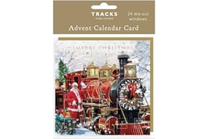 TRACKS PUBLISHING Santa Express Steam Engine - Traditional Christmas Advent Calendar Card with Envelope - No Chocolate (Steam Train)