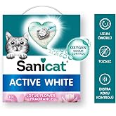 Sanicat - Lotus &Ccedil;i&ccedil;eği Kokulu Aktif Beyaz Topaklanan Kedi Kumu, Koku kontrol&uuml; garantili doğal minerallerden &uuml;retilmiştir, nem