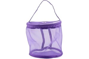 Tragbare Stricktasche, zylinderförmige Netz-Aufbewahrungstasche für Wolle, leicht, praktischer Behälter, Handtasche für Garnzubehör (lila)