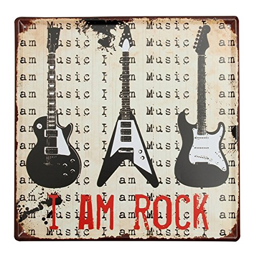 Bluelover Decoración de la pared guitarra lata signo Vintage Metal pl