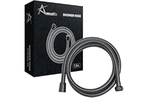 Flexo Ducha 1.5 metros color negro | Manguera de Ducha negra 1.5 m | Fácil Instalación | Acero Inoxidable | Amaotto