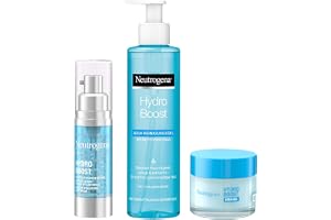 Neutrogena Hydro Boost Skincare set med Aqua rengöringsgel, Aqua pärlor, ansiktsserum & Aqua Gel ansiktskräm, ansiktsrengöring och vård med hyaluronsyra, perfekt som presentset