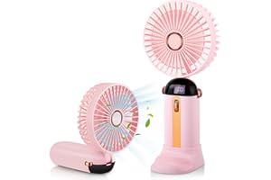 Auauraintt mini ventilateur portable rechargeable par USB, pliable,avec base,pour voyage, bureau, maison (rose)