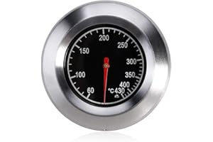 REALBRITE Edelstahl-Röstthermometer Grillthermometer, Gasgrillthermometer 60-430℃ / 100-800℉ Grillthermometer für alle Grills, Raucher und Grillwagen