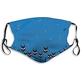 Artistic Graphic Crowd Stylized Black Cats Starry Sky On The Backdrop Theme Style Artwork Fashion convenient Face Mask Sun-Proof  Bandana Headwear for Men and Women M