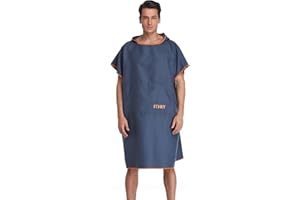 FLYILY Serviette Poncho Ultra légère et, Surfing Changement Serviette Robe avec Capuche Microfibre(Navy,L)