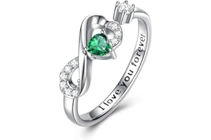 CRYSLOVE Birthstone Infinity Heart Ring for Women 925 Sterling Silver Adjustable Open Promise Cubic Zirconia Dainty Engagement Gemstone Rings for Mothers Wife Girlfriend