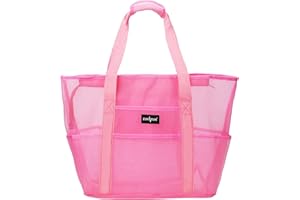 ZUXNZUX Sac de Plage Grand en Maille avec Fermeture Éclair, Fourre-Tout de Plage Anti-Sable Pliable Main Sac, Piscine Voyage L'été Vacances Vêtements Jouets Gym