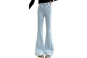 SEAUR Girls' Flare Trousers, High Waist, Slim Fit Jeans, Stretch Denim Bell Trousers with Elastic Waistband, Unique, Stylish, Flared Jeans, 120-170 (EU 110-164)