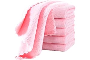 Pfimigh Lot de 6 Débarbouillettes pour Bébé, 25 x 50 CM Débarbouillettes en Molleton de Corail, Débarbouillette Extra Absorbante et Douce pour la Peau Sensible des Nourrissons