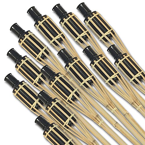 Lot économique?: énorme XXL Bambou torche de jardin 120 cm pour une lumière chaleureuse Éclairage - Party Jardin Extérieur 12 Fackeln noir