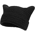 CHICTRY Cute Cat Ear Crochet Hat Striped Beanie Y2K Gothic Knitted Hat Beanie Grunge Accessory for Outdoor Travel Streetwear