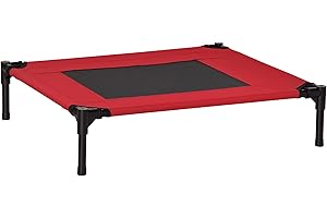 PawHut Cuccia Estiva Brandina per Cani da Esterno e da Interno, Lettino per Animali Domestici Rosso 76x61x18cm