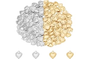 UNICRAFTALE Ciondolo Cuore 304 Ciondoli in Acciaio Inossidabile Ciondoli Cuore Piccolo Foro Metallo Charms per Bracciali Fai da Te Creazione di Gioielli