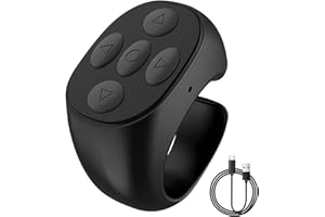 CHENRI Kabellose Bluetooth-Fernbedienung per Fingertipp, Bluetooth Fernbedienung, Fingerspitzen Seitenwender Scrolling Ring Wiederaufladbares Selfie Kamera Fernauslöser für Handys und Tablets (Schwarz)