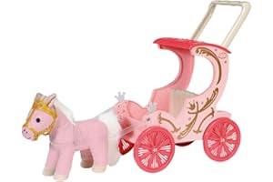Baby Annabell Little Sweet Kutsche und Pony, 2-in-1 Puppenwagen und Kutsche mit Plüschpony, Lichteffekten und abnehmbarem Schiebegriff, 707210 Zapf Creation