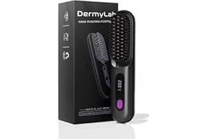 GIPFELFREUND Dermylab Spazzola Lisciante Senza Fili, Dermylab Pro Spazzola Lisciante Per Capelli, 5 Temperature, 130°C-210°C, Tecnologia Ceramica Ptc, Specifica Per Capelli Spessi, Crespi (Nero)