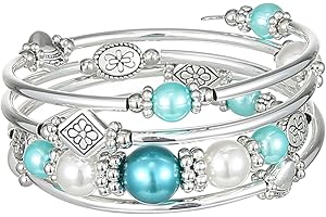FULU AUTUMN Bracelet en Perles Argent pour Femmes Bracelet Enveloppant en Pierre Multicouches Un Cadeau de Bijoux Fantaisie pour Maman le Jour de Thanksgiving - Boîte Cadeau