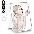 Vanity Mirror With Lights, Folding Tabletop Rechargeable Light Up Makeup Mirror - Portable for Travel With 3 Color Lighting for Office Desk, Vanity Table