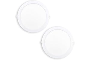 Popp® Pack x2 Downlight Placa LED Redondo Empotrable Circular 24W Blanco Neutro 4000K 2280Lumenes con Corte de Techo Ø280mm, para oficina, salon, cocina, pasillo (24W 4000K)