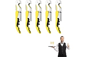 MADEHAY Kellnermesser Edelstahl, 68g Heavy Duty Edelstahl Wine Key,Korkenzieher Weinöffner mit (gelb/5 Stück)