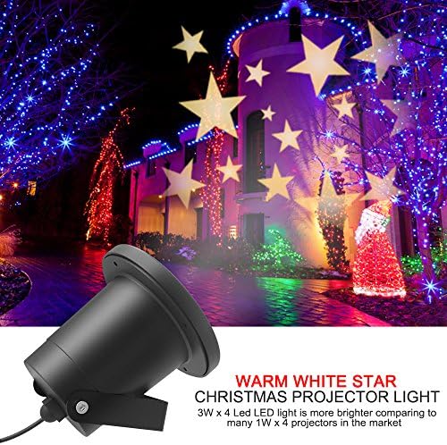 Aliensx Christmas Light Stars Projector IP65 Waterproof Warm White LED Spotlight Landscape for Indoor Outdoor Decor Stage Irradiation Halloween Wedding Birthday Thanksgiving Valentines Party(Warm White Stars)
